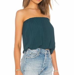 New Bandeau Off Shoulder Pleated Tube Crop Top